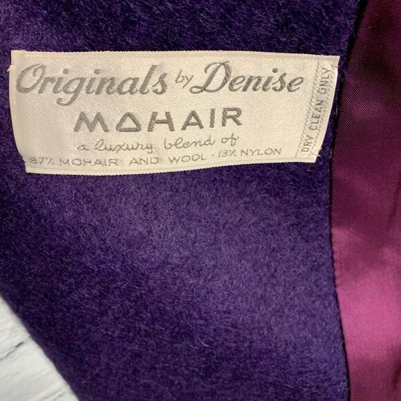 Vintage Glam Originals by Denise Purple Lavender Lilac Mohair Wool coat sz L - Picture 4 of 5